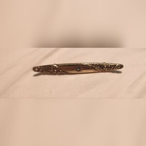 Vintage Avon 1979 Staffordshire Gardens Bar Brooch Pin 2" Gold Tone Crystal